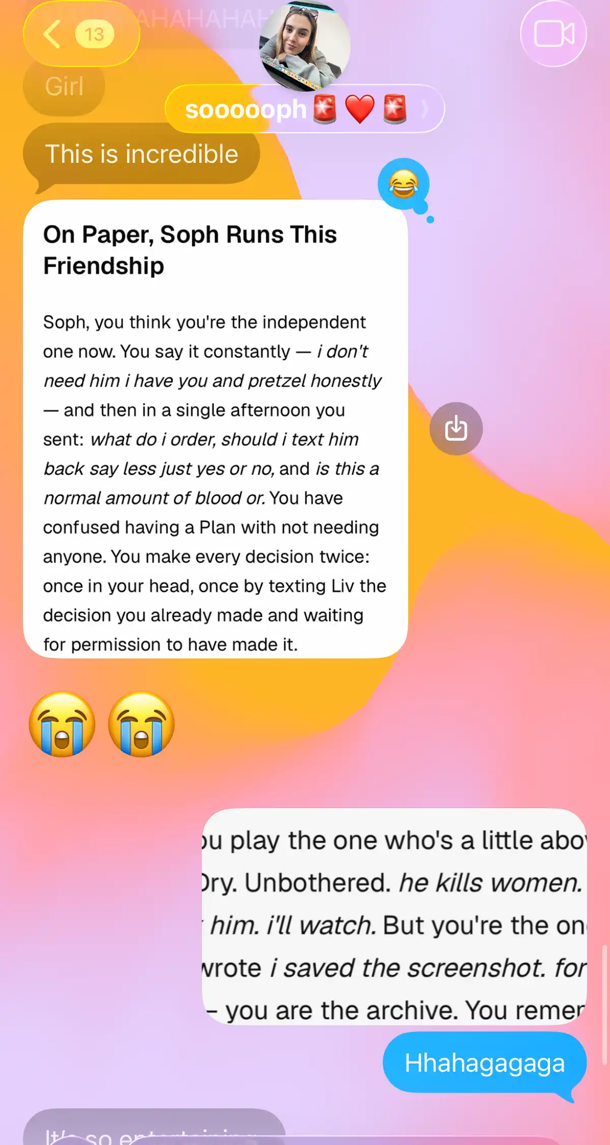 Zwei Besties kleben an ihrem iMessage-Chat, sobald der Report ankommt. (Teil 2)